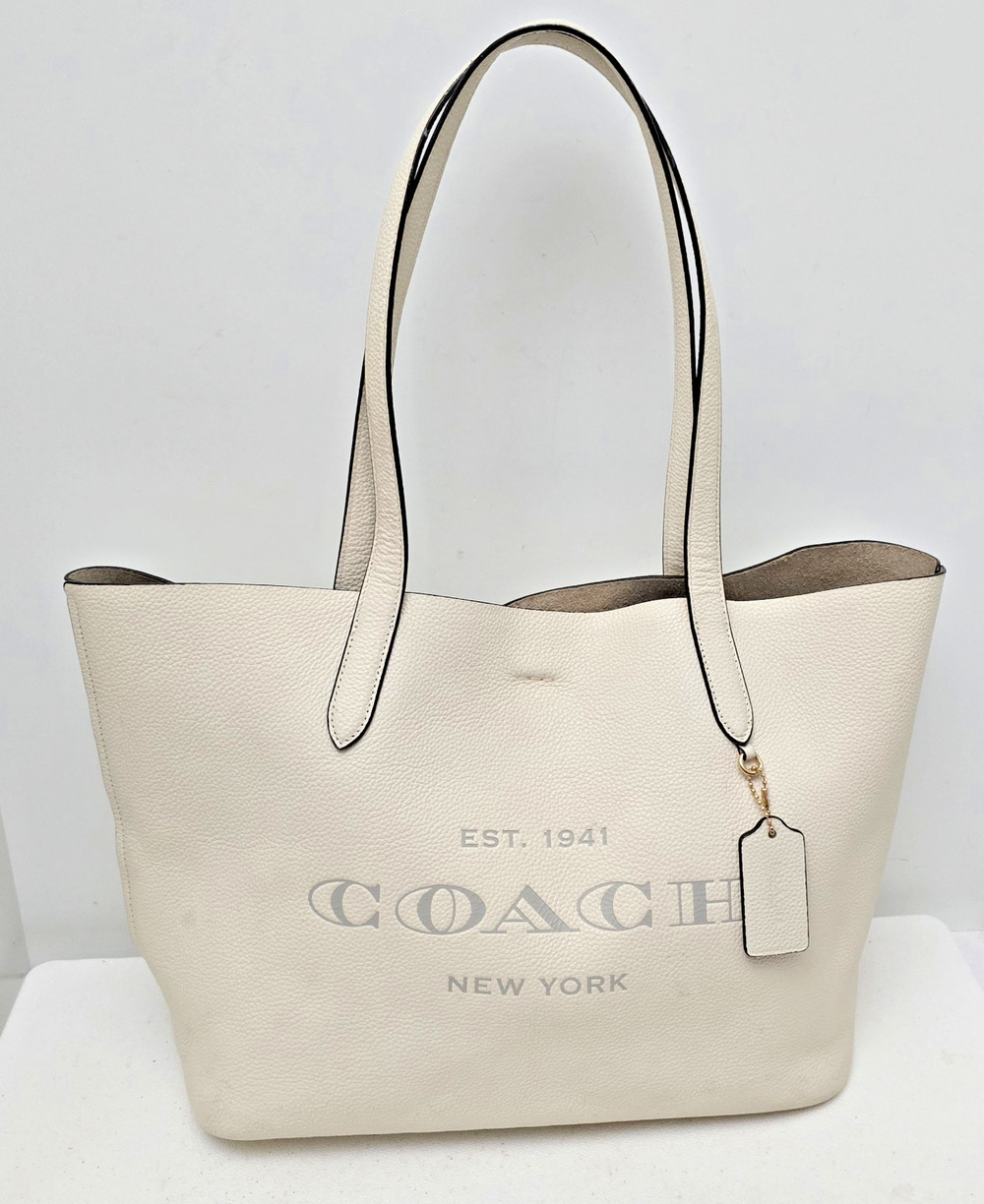 COACH CAMERON Large Tote Leather Shoulder Bag in Chalk